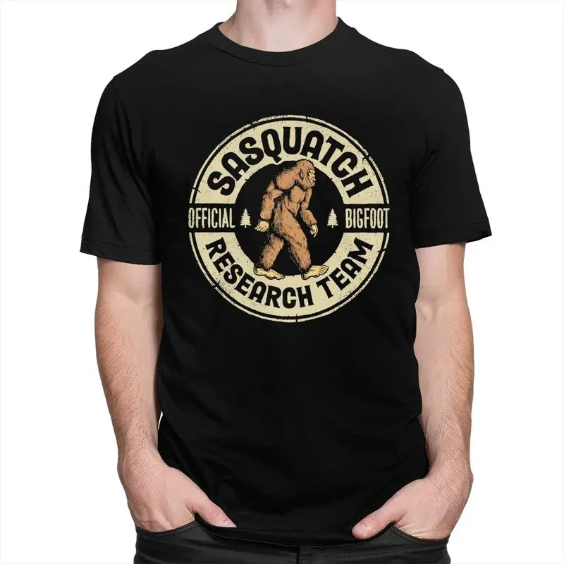 Custom Vintage Sasquatch Bigfoot Research Team T Shirt Men Short Sleeve Pure Cotton T-shirt Tees Streetwear Tshirts