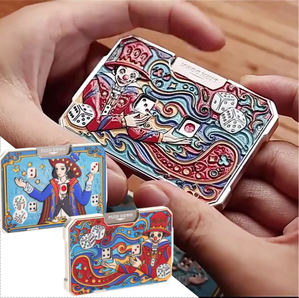 

Metal Dice Card Game EDC Toy Hand Pressure Relief Toy Boy Stress Relief Tool Birthday Gift Portable Dice Party Game Prop