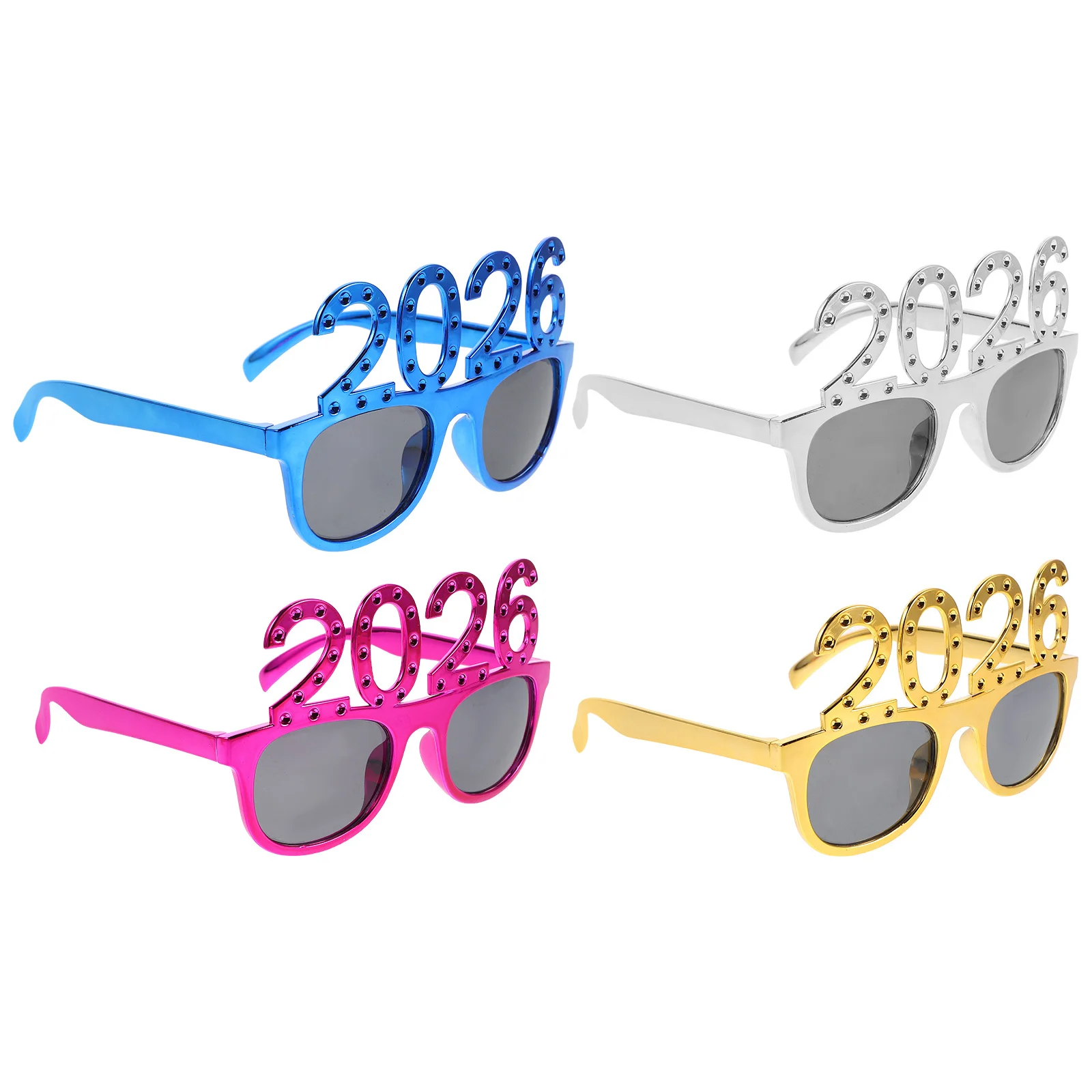 

4 Pcs Square Digital Glasses Eyeglasses Graduation Party Fun for