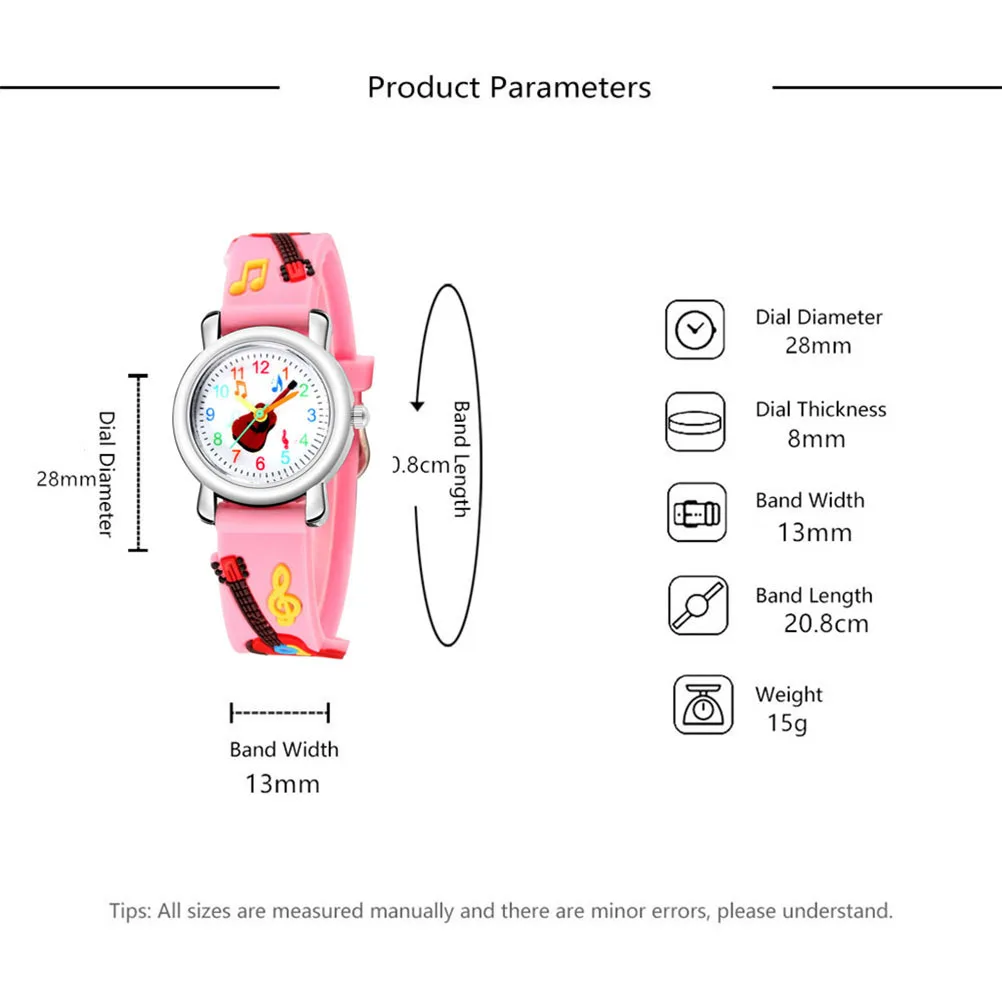 ساعة جيتار ثلاثية الأبعاد لحزام مريح وخفيف الوزن وتصميم فريد من نوعه هدية عيد ميلاد للطلاب باللون الوردي #3