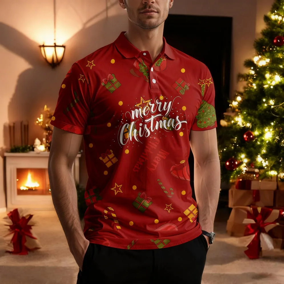 2026 New Christmas themed Fashion Polo shirt Clothing Unisex Christmas T-Shirt Christmas T-Shirt  Year Shirt 3d Printed