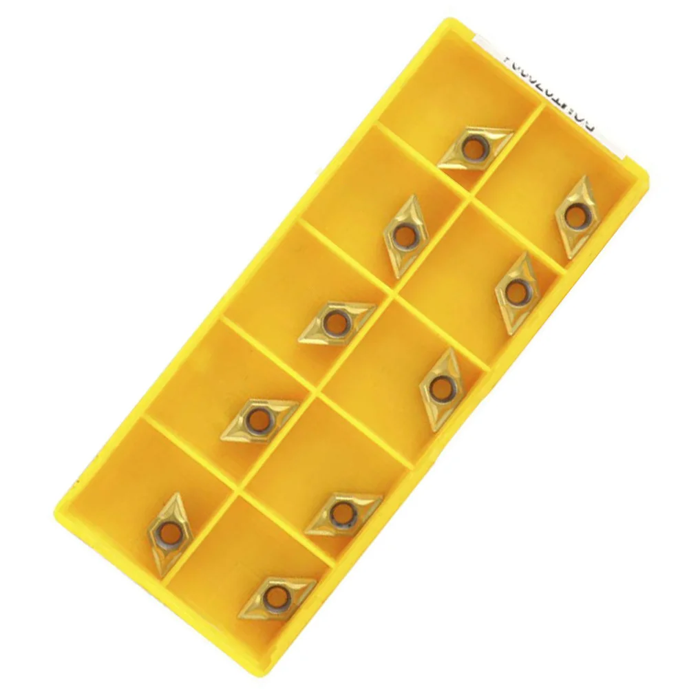 Yellow DCMT070204 Carbide Turning Inserts, Pack of 10, Superior Durability, Reliable Performance for Steel Processing