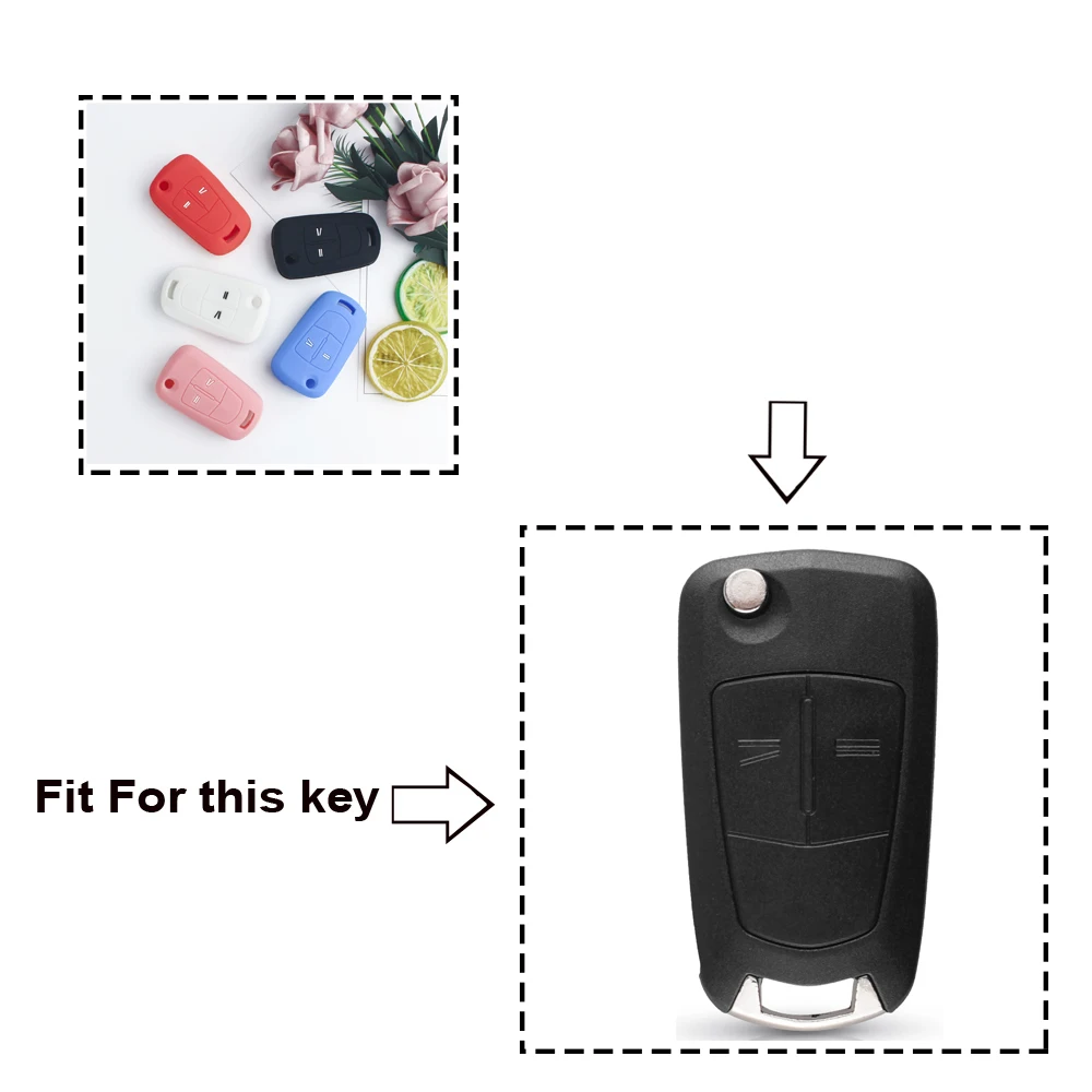 KEYYOU 2 Buttons Silicone Car Key Case For Opel Vauxhall Corsa Astra Vectra Signum Flip Folding Remote Key Cover Holder Shell