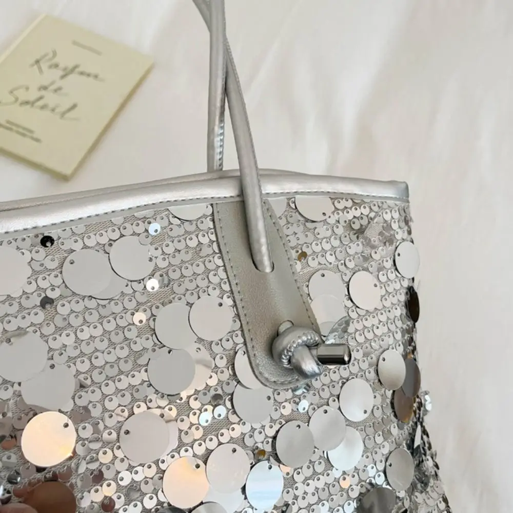 Fashion Shiny Sequin Tote Bag Sequined Fashion Blingbling Handbag Large Underarm Bag Glitter Shoulder Bag Shopping