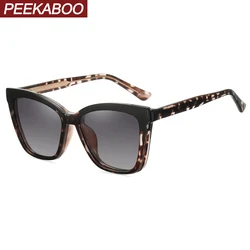 Peekaboo clip on sunglasses polarized uv400 TR90 frame blue light glasses for women optical acetate leopard brown driving