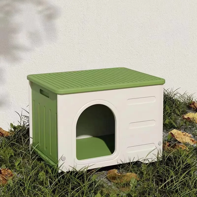 Waterproof Plastic Cat House Sturdy Pet Shelter Cat Cabinet Easy Assembly with Solid Pattern Home for Cats