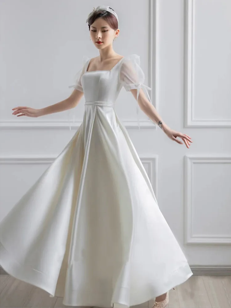 B2187 2024 new custom wedding dress white small dress light wedding dress small white dress