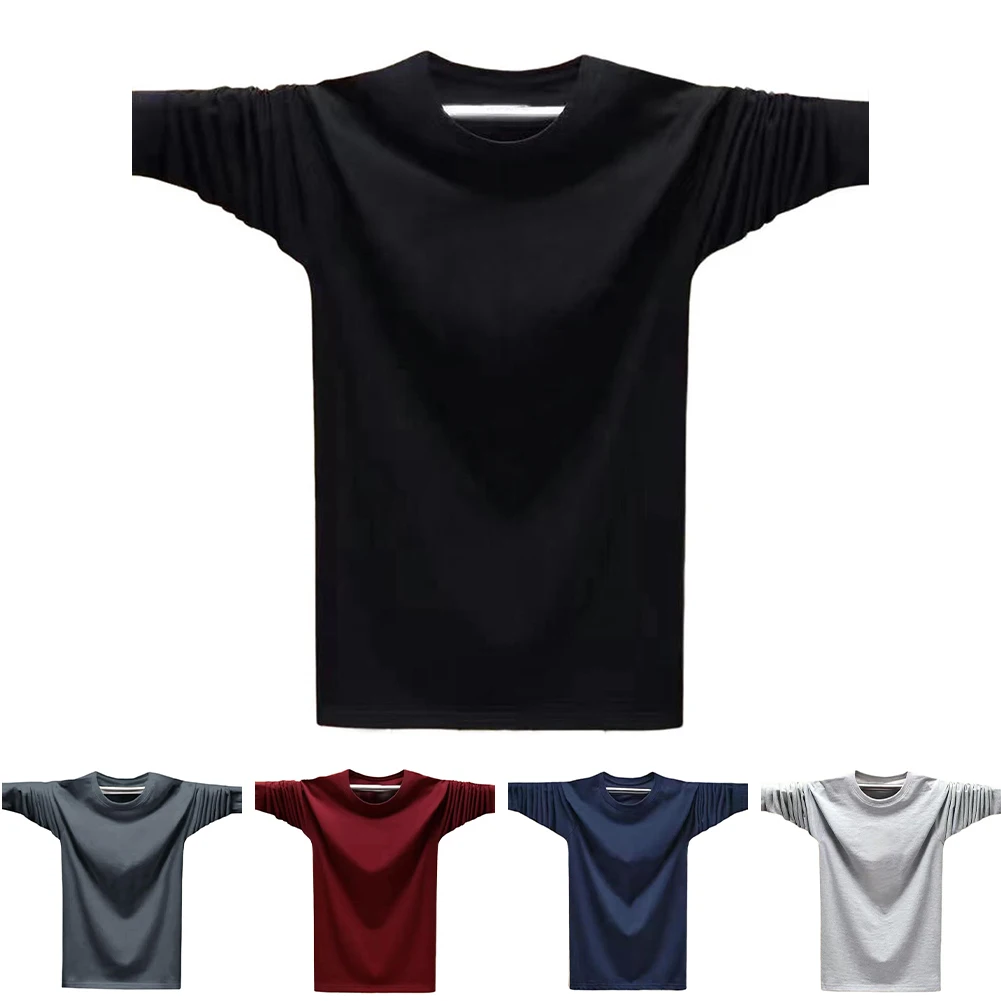 

Men Cotton Long-sleeved T-shirt Round Neck Shirt Casual Sweatshirt Shirt