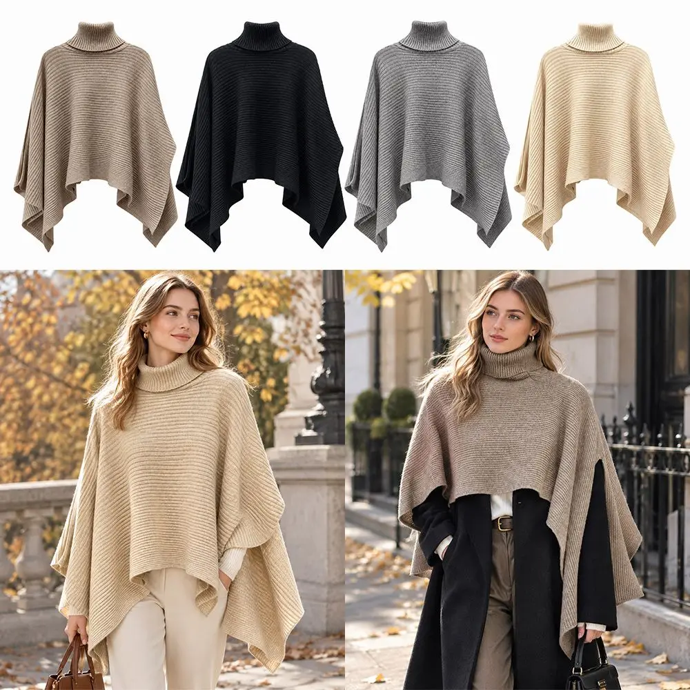 New Pure Color Knitted Scarf High Collar Warm Cowl Neck Scarf Overcoat Style Scarf Autumn Winter