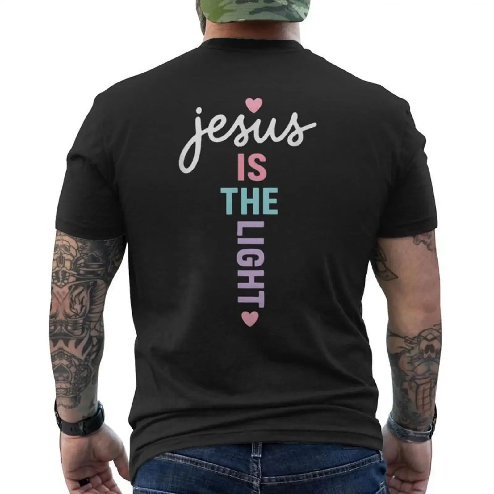 Jésus Est La Lumière Citation Chrétienne Dieu Adorateur Bible T shirt imprimé au dos Cadeauxyz vintage Washed designer clothes