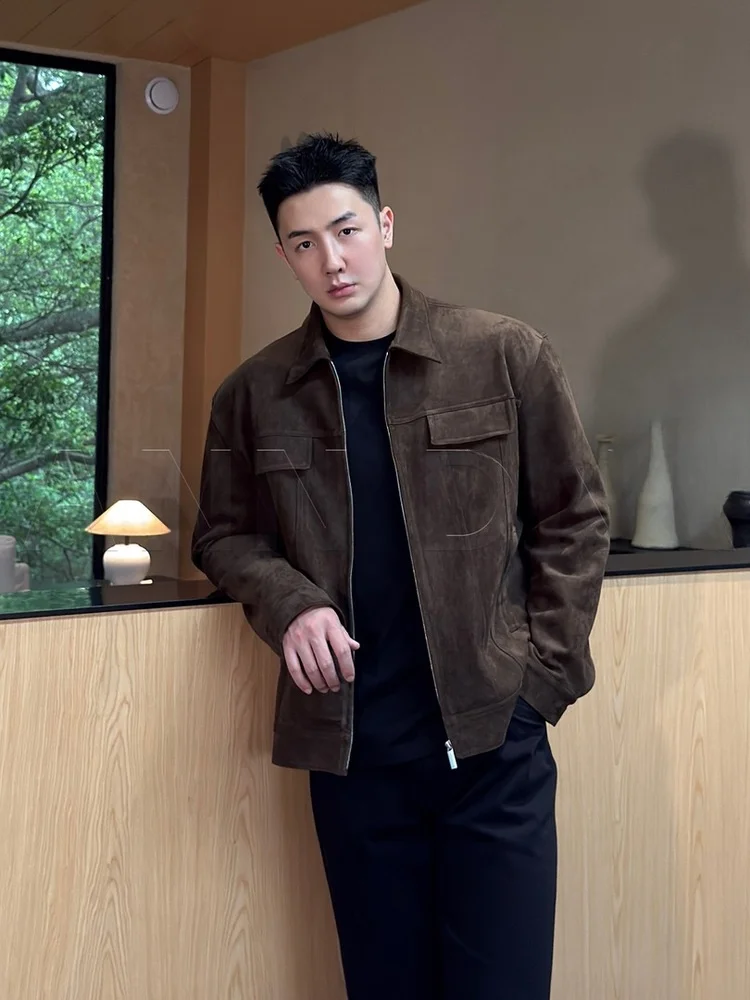 

Модная приталенная мужская куртка в американском ретро-стиле с воротником-стойкой и пэчворком, осенне-зимняя верхняя одежда, трендовое универсальное роскошное пальто