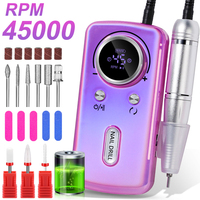Professional 45000RPM Electric Portable Nail Drill Machine Kit Rechargeable for Nail Gel Polish Removal Manicure Salon Home Tool