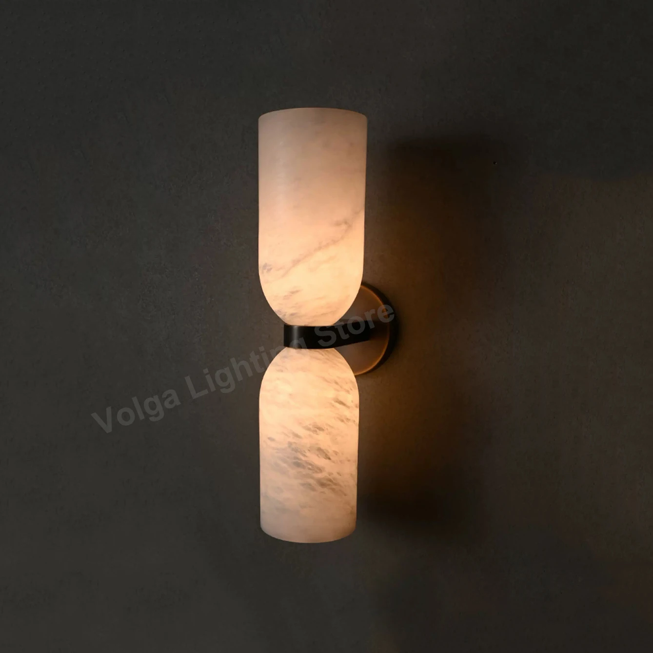 Vintage Luxury Brass Natural Marble Wall Lamp Led Bedside Living Room Background Light Fixture Alabaster Lampshade