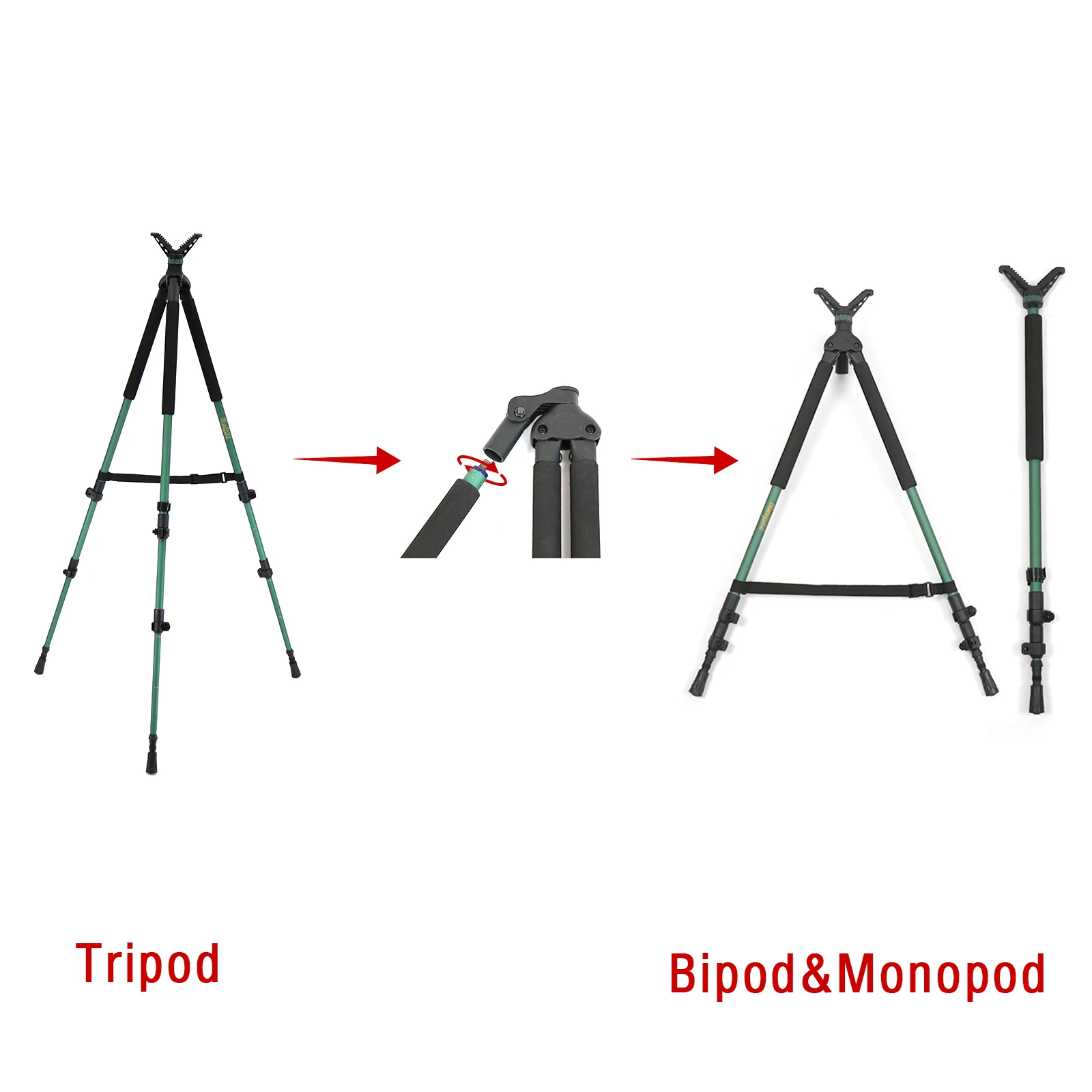 Imagem -03 - Caça Tiro Alumínio Tripé Gun Resto Ajustável Telescópio Leve Monopod Bipod Stick com v Yoke Titular para a Caça