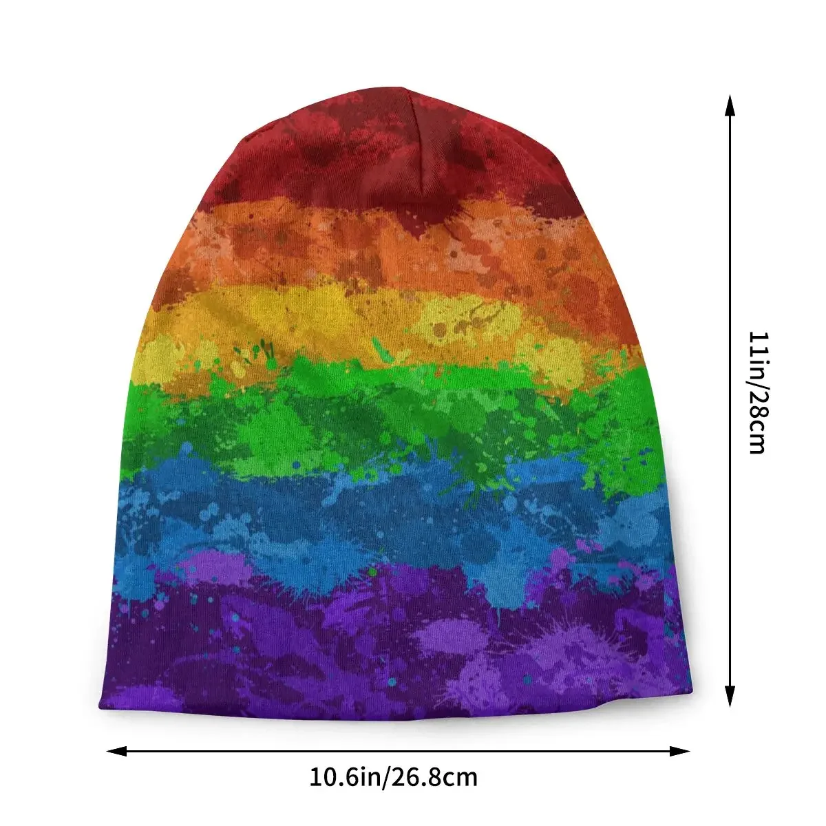 Rainbow Paint Splatter Bonnet Hat Knitted Hat Vintage Autumn Winter Skullies Beanies Hat LGBT Gay Lesbian Queer Pride Warm Cap