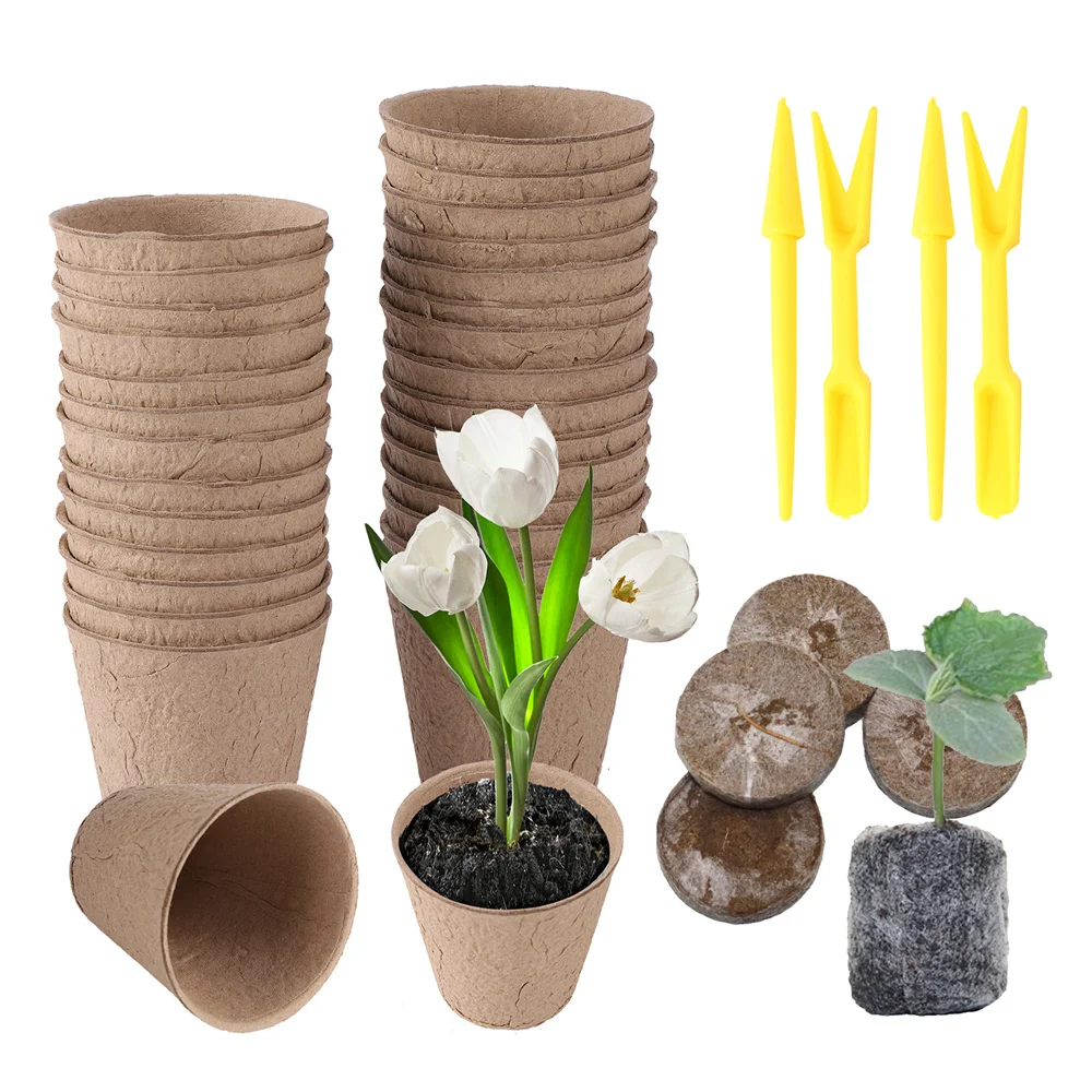 Garden Biodegradable Plant Grow Cup Paper Pulp Flowerpot Vegetable Nursery Pot Seedling Block Transplant Tool Gardening Fittings