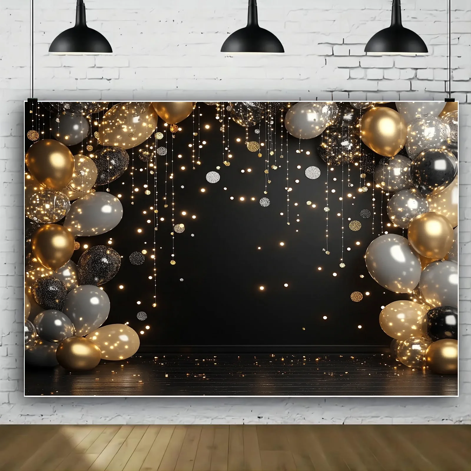 Funkelndes silbernes Disco-Party-Hintergrundbanner – geeignet für Hochzeiten, Geburtstage, Jubiläen usw
