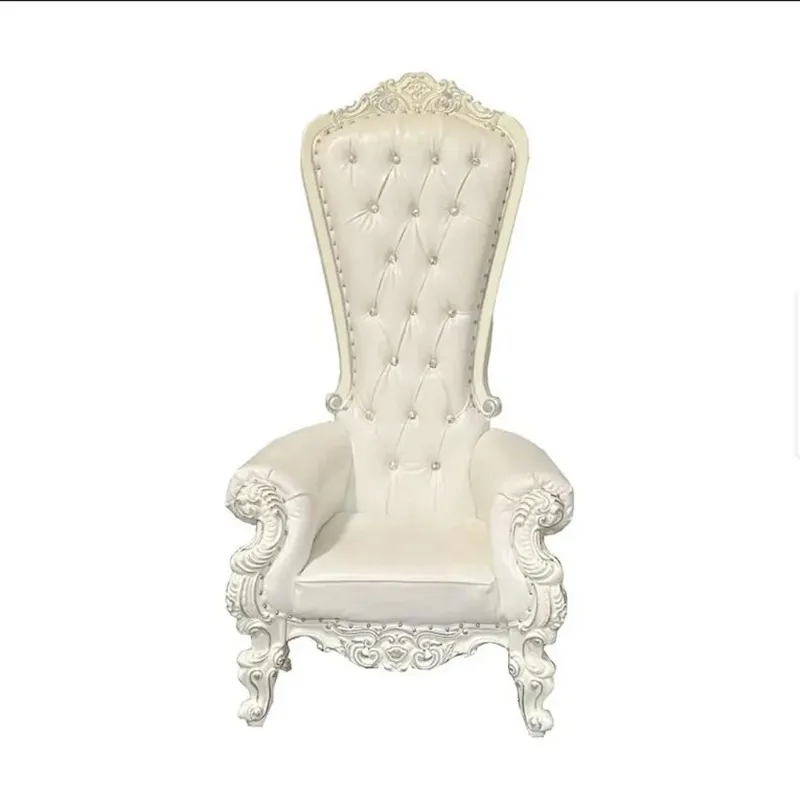 Factory Direct 2026 Luxury King Throne Chair Mahogany Sungkai High Back Silver White Royal Antique Furniture for Party Hotel