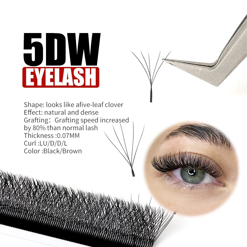 FADVAN 10Pcs YY/3D/4D/5D W Shape Eyelash Extension 0.07mm LU/L/C/D for Professional Soft Natural Pre Made Fan 5D Cluster Lashes