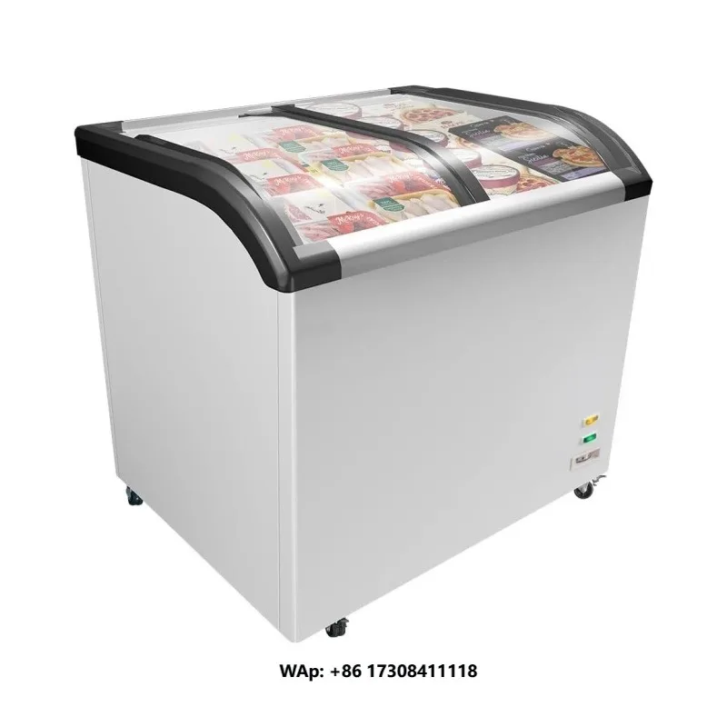 Ice Cream Chest Deep Freezer Display Refrigerant Sliding Double Glass Door Chest Freezer Deep Refrigerator