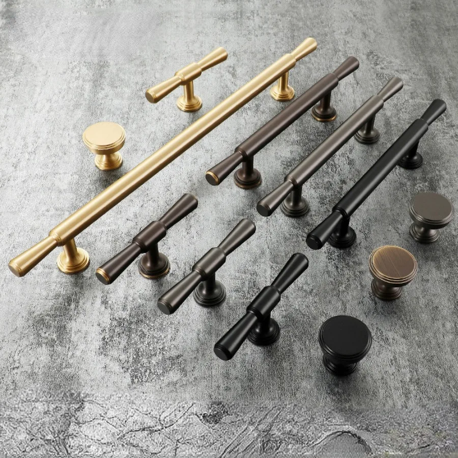 Brass Handles for Wardrobe and Drawer Gold/Black/Grey/Coffee Luxury Kitchen Cabinet Handles Furniture Handles Cabinet Pulls