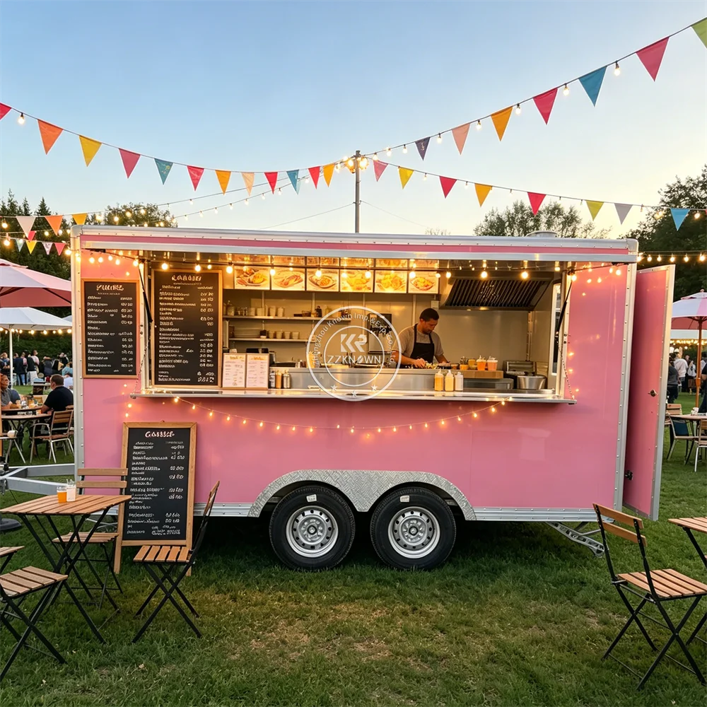 Commercial Ice Cream Truck Outdoor Street Food Trailer BBQ Grill Burger Snack Food Truck  Mobile Catering Trailer