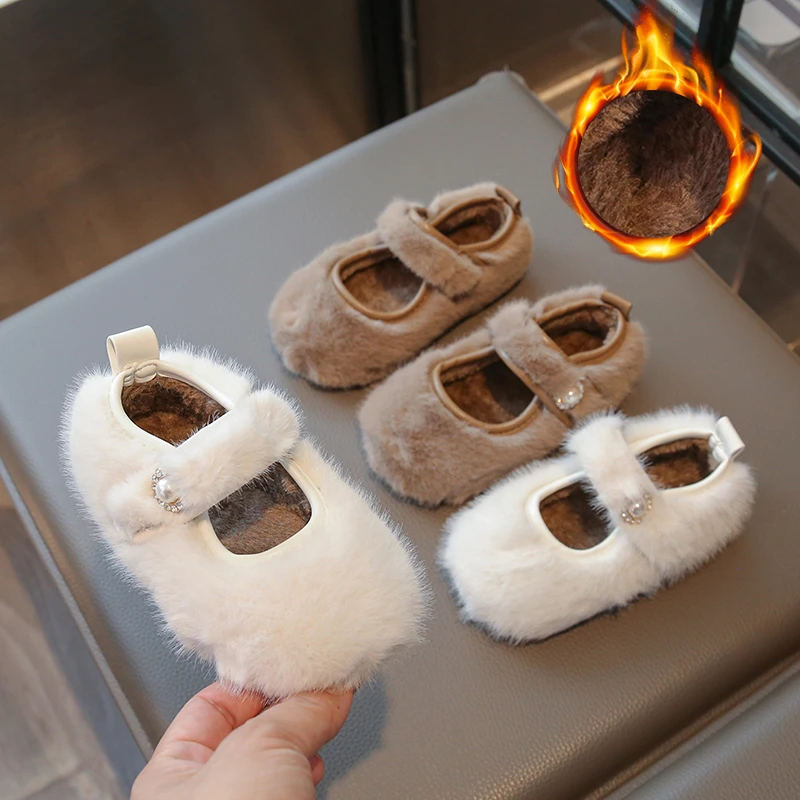 

Детские меховые туфли с мягкой подкладкой для детей 1–8 лет, бежевые простые хлопковые туфли для мальчиков и девочек, теплая детская прогулочная обувь цвета хаки с неглубоким носком
