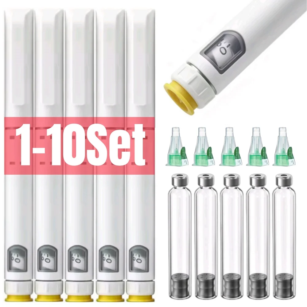 Adjustable Sterile Insulin Injection Pen Yellow Disposable Growth Hormone Dose 60U with 3ml Cartridges & 32G 4mm Pen Tip