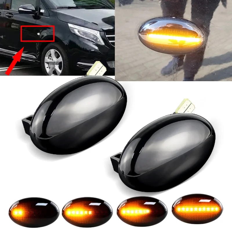 For Mercedes Benz Repeater Signal Lamps Smart W450 W452 98-07 A-Class W168 Vito W639 W447 Dynamic LED Car Side Marker Lights