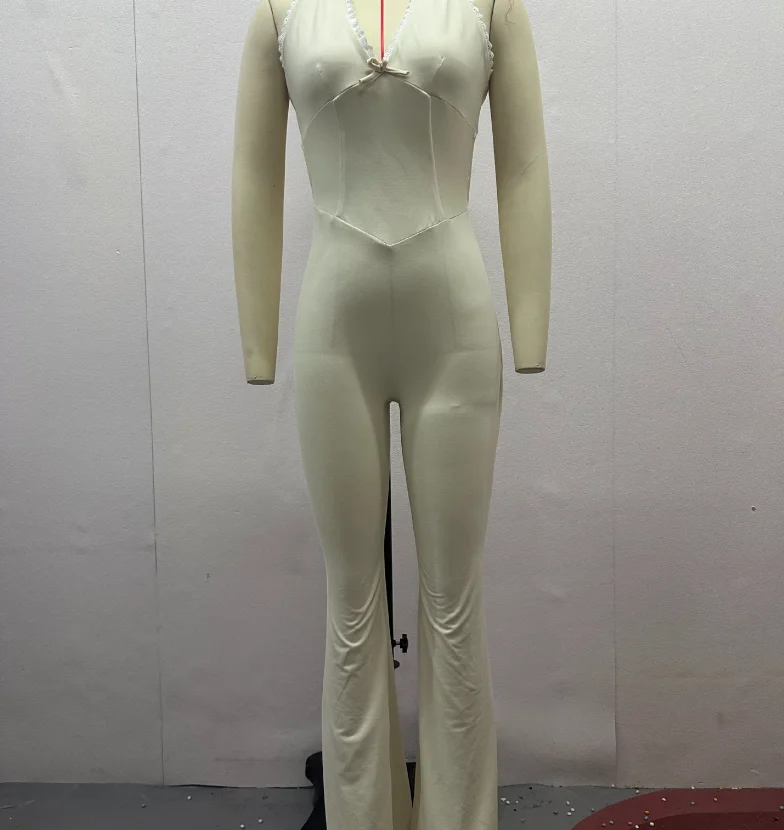 Effen kleur U-hals elastische strakke en sexy mouwloze jumpsuit