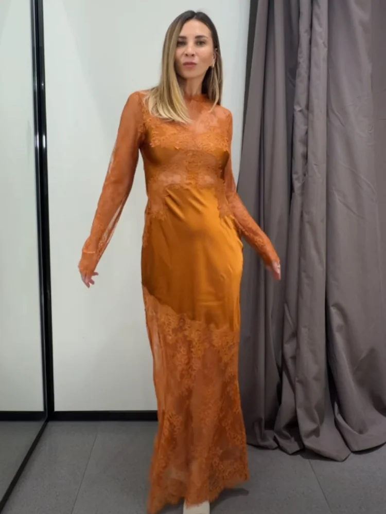 Sukienka maxi z koronki i saty – Dresses recenzja i cena