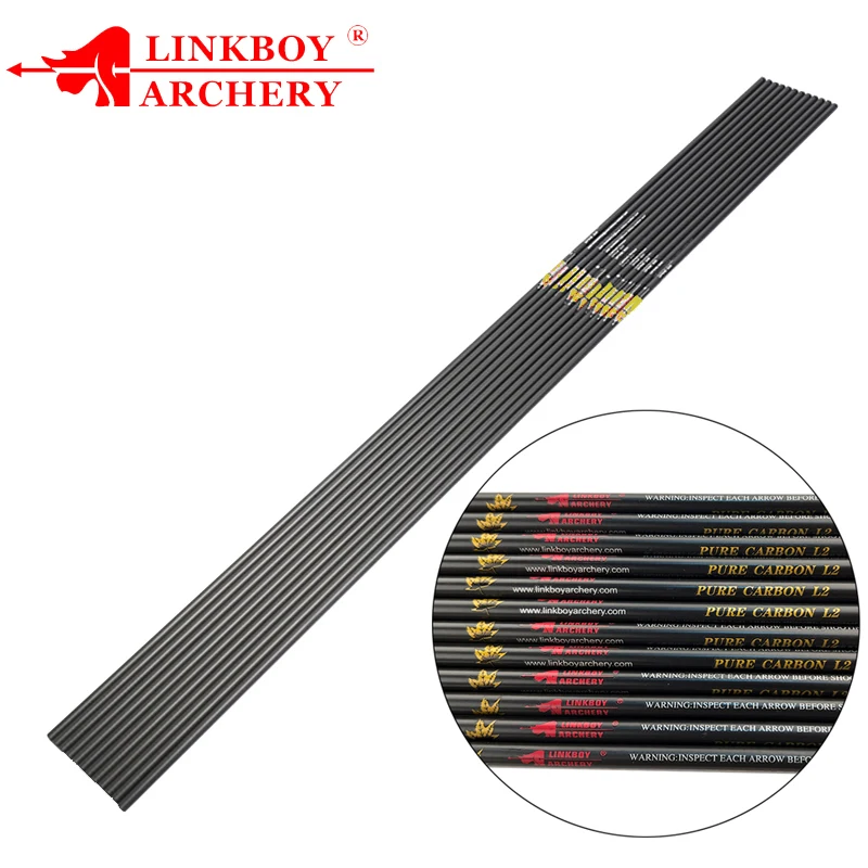 Linkboy Boogschieten Puur Carbon Pijlen Schacht Spine400-1800 Id4.2/6.2Mm Recurve Boog En Pijlen Jacht Schieten 12 Stuks/Veel