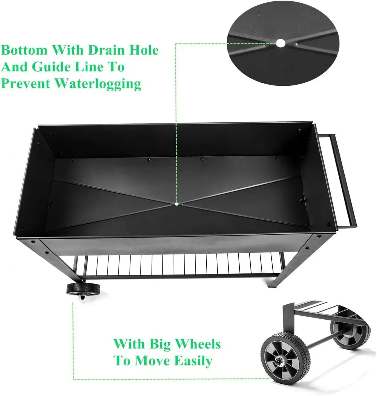 صندوق زراعة مرتفع بأرجل سرير حديقة مرتفع خارجيًا على عجلات لفناء عشبة الزهور والخضروات #4