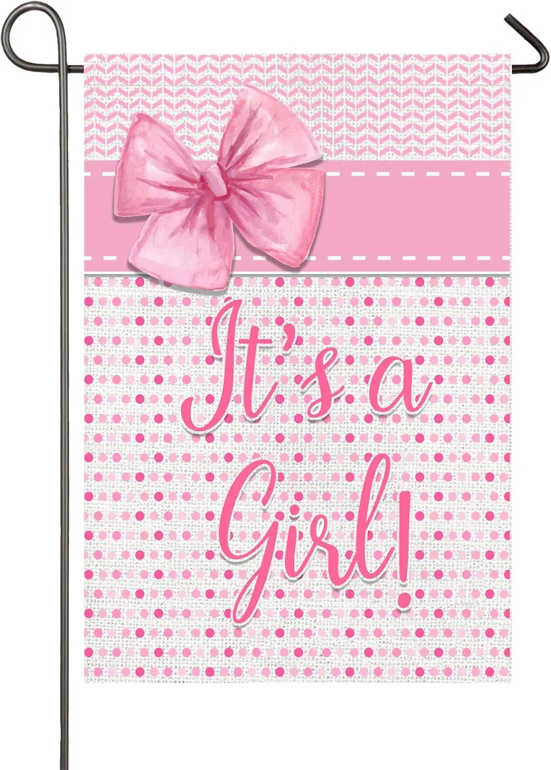 It's A Girl Garden Flag Pink Baby Shower Birth Announcement Decorations for Girl 12x18 Inch Double Sided New Baby Garden Fla