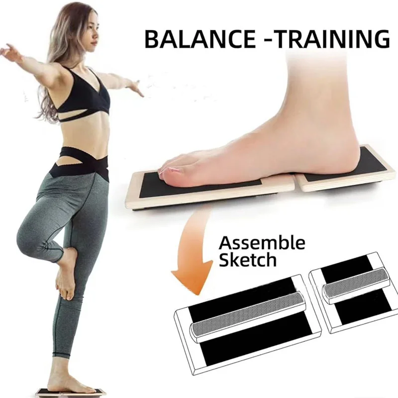 Single Leg Balance Board Wooden Foot Strengthener Trainer Anti Slip Wobble Board for Sprained Ankle Stability Exercises Posture