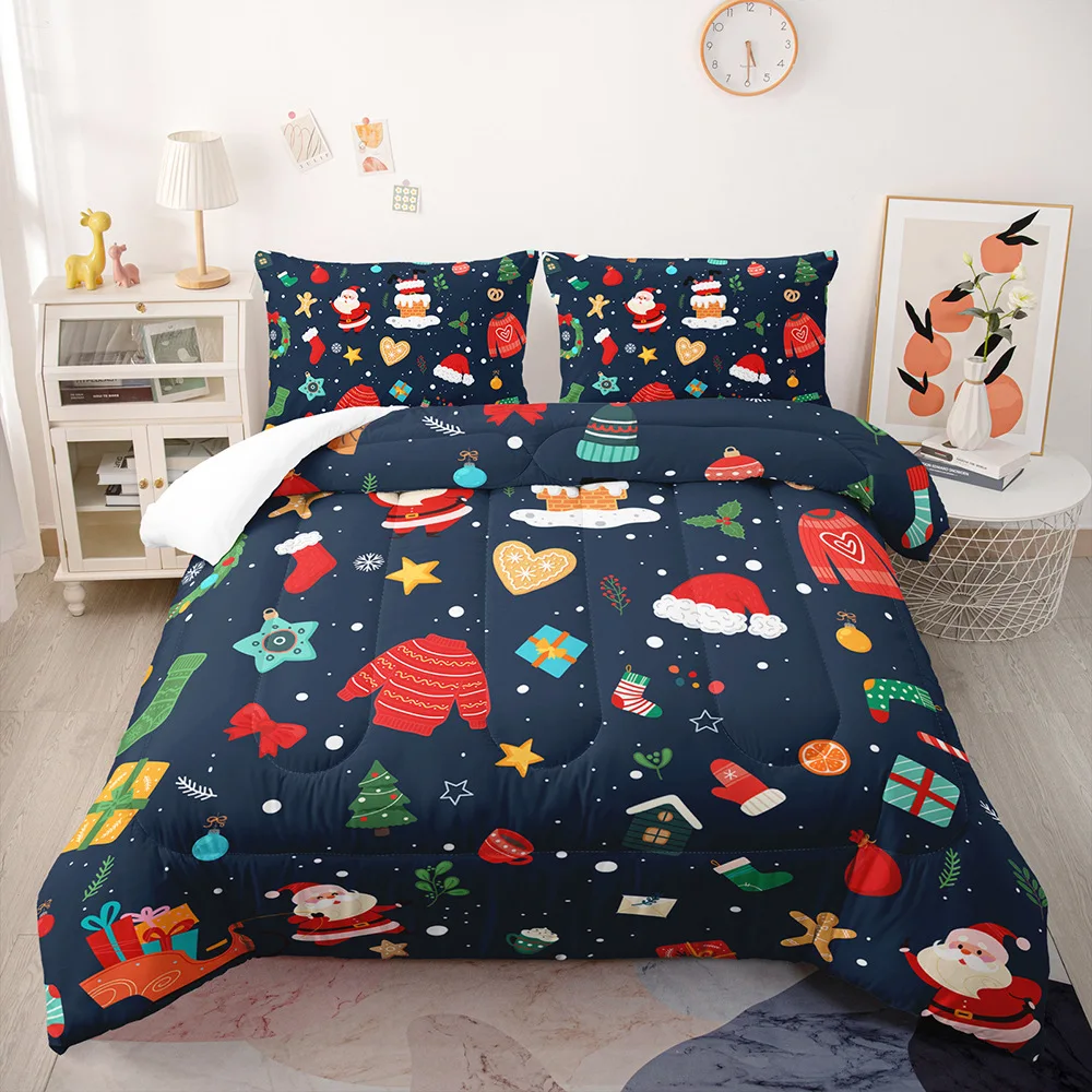 Festive Santa Claus Duvet Cover Set Christmas Comforter Cover Merry Christmas Bedding Sets Winter Snow Holiday Quilt Cover