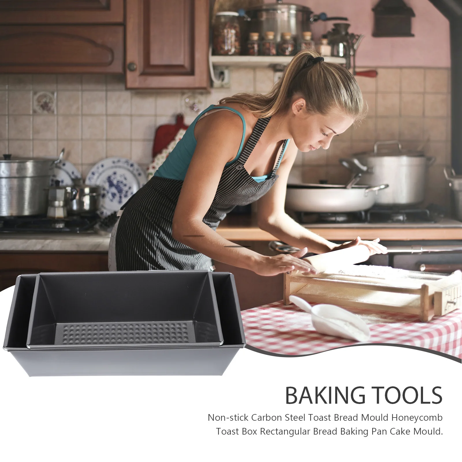 

2pcs Bread Molds Carbon Steel Non Stick Baking Trays For Cake Toast Cheesecake Diy Ovenware Kitchen Gadget Household Bakeware