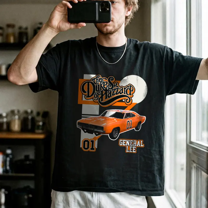 Retro Dukes of Hazzard Vintage Hazzard County Racing Graphic T-Shirt General Lee 01 Muscle Car Tee Classic 80s TV Fan Gift Tops