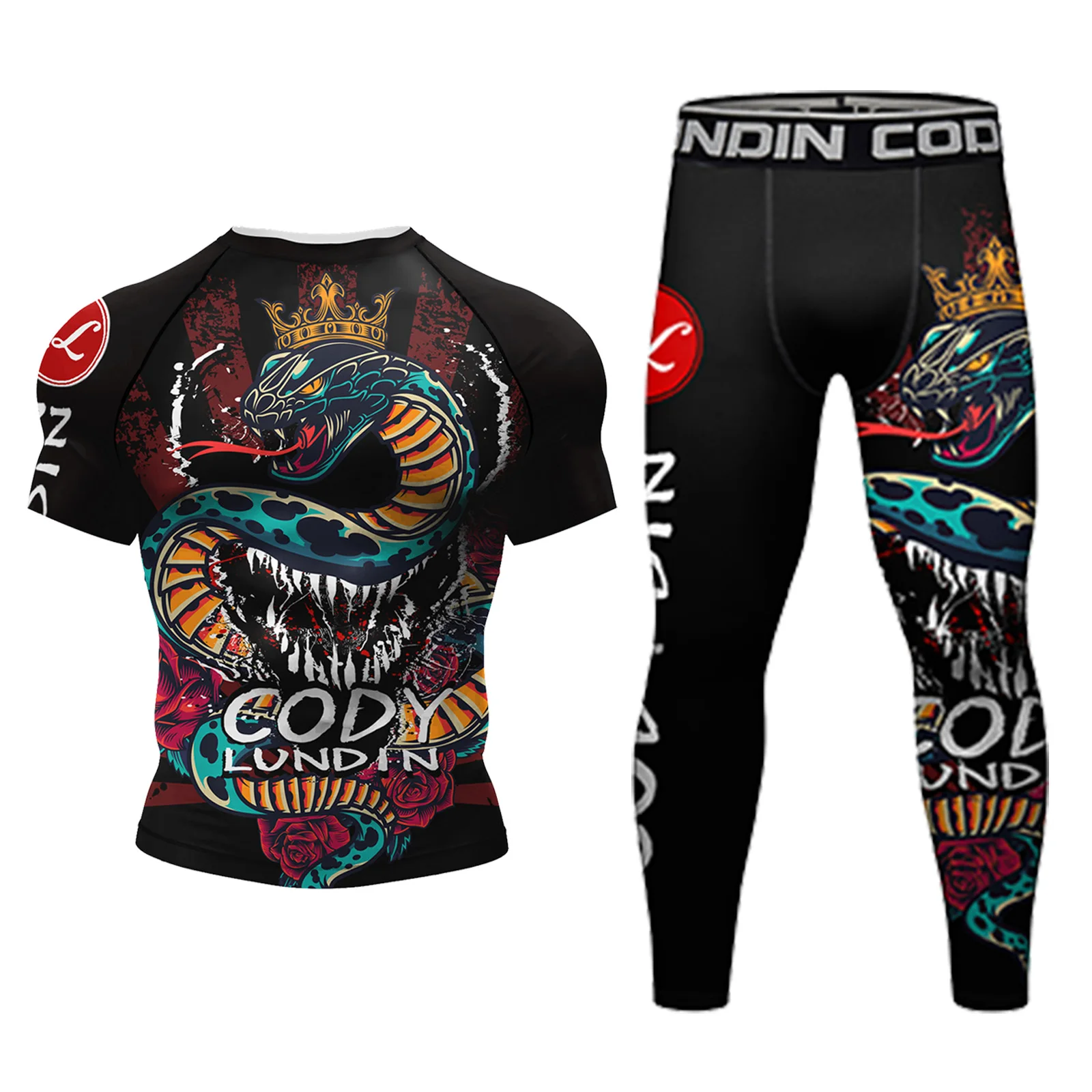 Cody Lundin Quick Dry Fight Sports Training 4-Piece Set for Men Anti-Pilling Kickboxing Jiu Jitsu Man's Work Out Rash Guard Suit