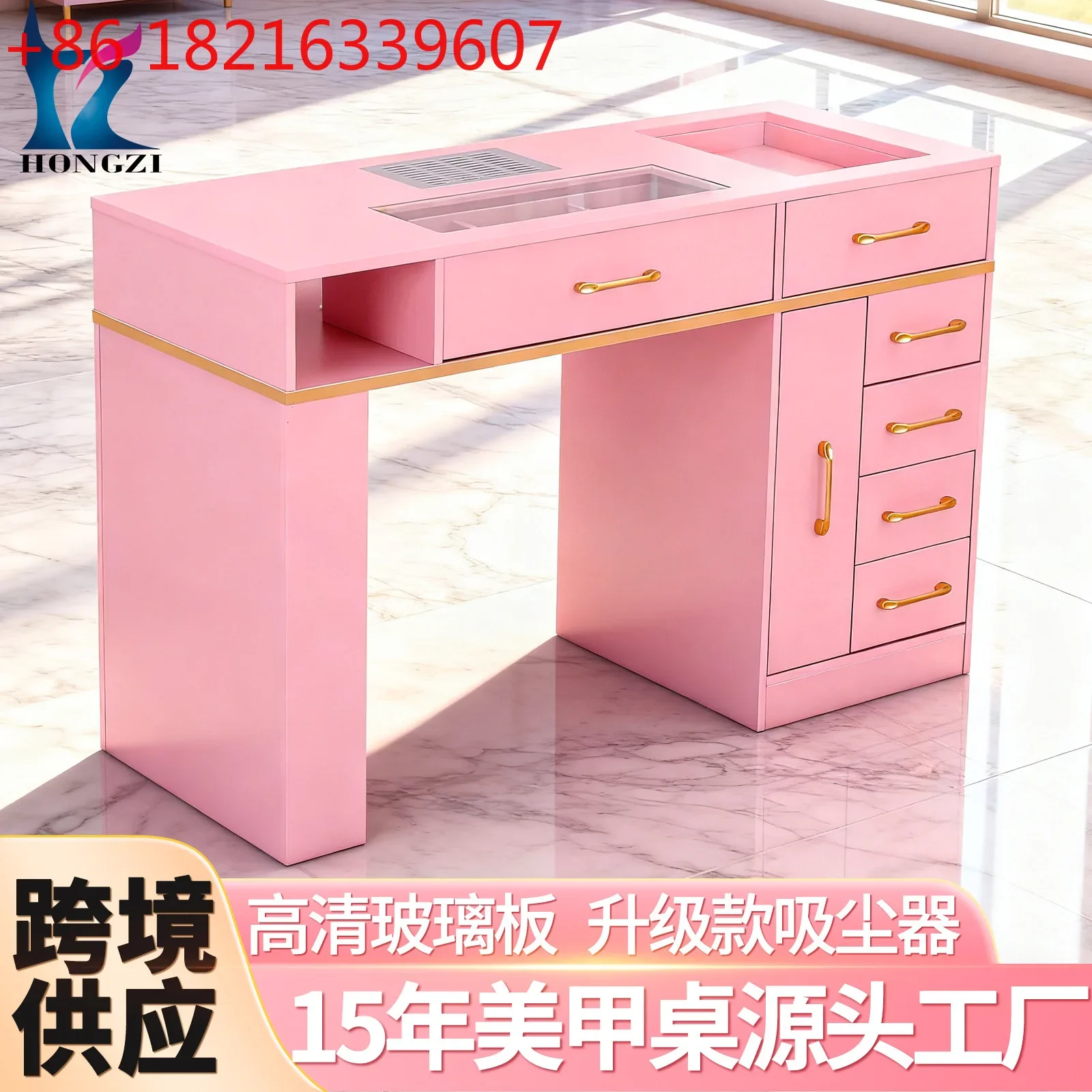 Built-in manicure vacuum cleaner with wrist pad drawer partition storage professional manicure table