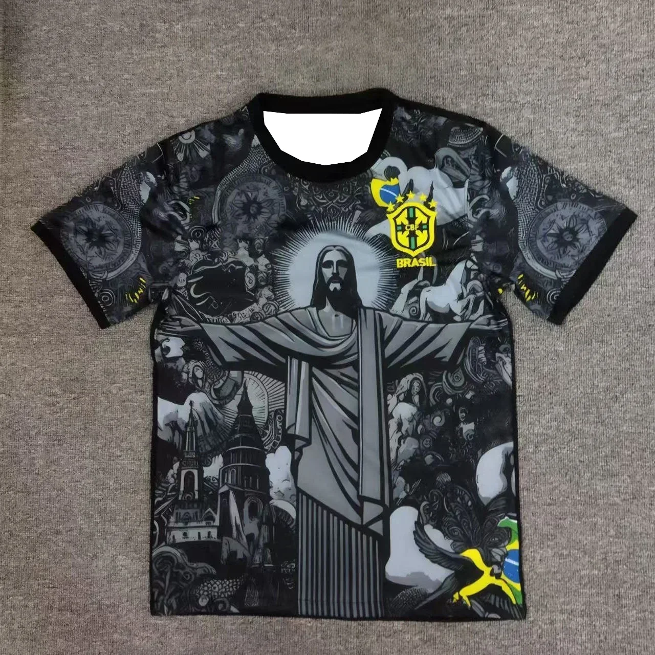 

2025 Summer 3D Printing Special Edition Jersey Brazil Short-sleeved Football Jersey Quick-drying Sweat-absorbing Moto