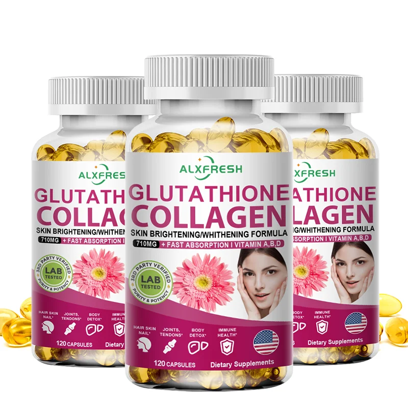 Alxfresh Multi Collagen Pills Glutathione Vitamin C| Hydrolyzed Collagen Supports Skin and Joint, Hair and Nail for Women or Men