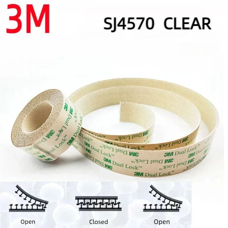3M SJ4570 Ultra‑Thin Clear Dual Lock Reclosable Fastener High Viscosity Traceless Double‑Sided Adhesive Hook and Loop Tape