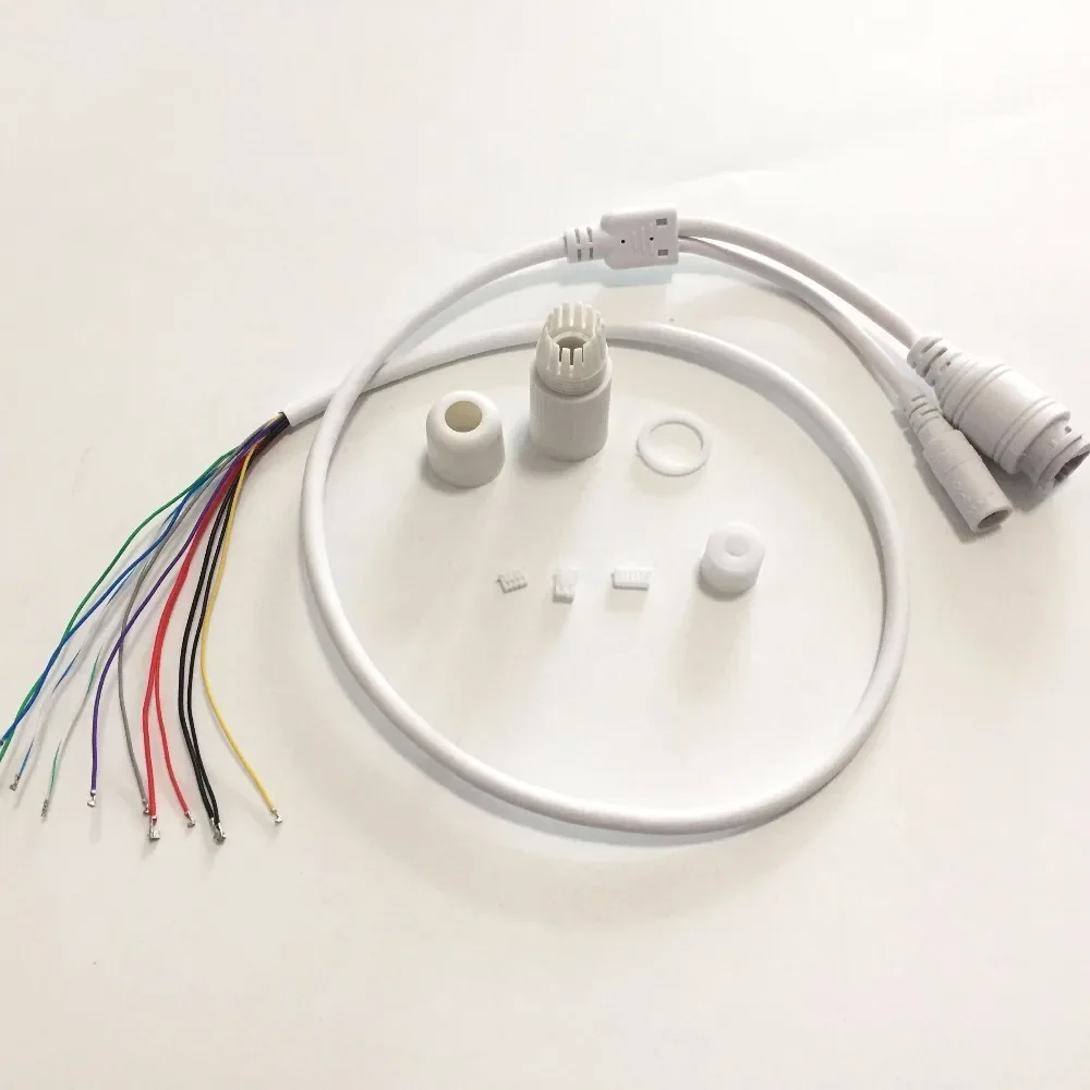 CCTV POE IP Network Camera modulo PCB cavo di alimentazione Video 65cm di lunghezza RJ45 connettori femmina con terminali cavo impermeabile