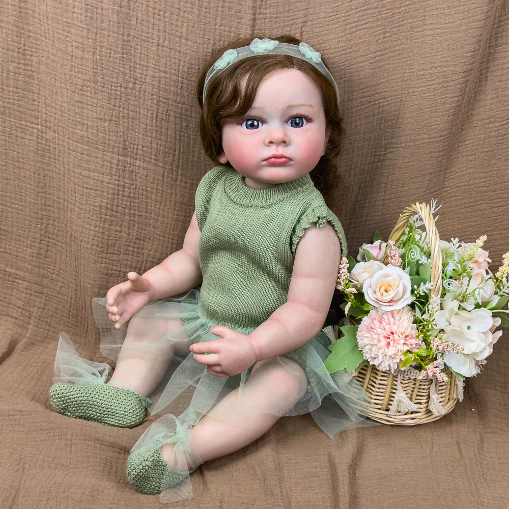 22-inch vinyl herboren prinsessenpop |   Levensecht meisjesspeeltje, blauwe ogen, handgeworteld haar, beweegbare, realistische huid en kenmerken,