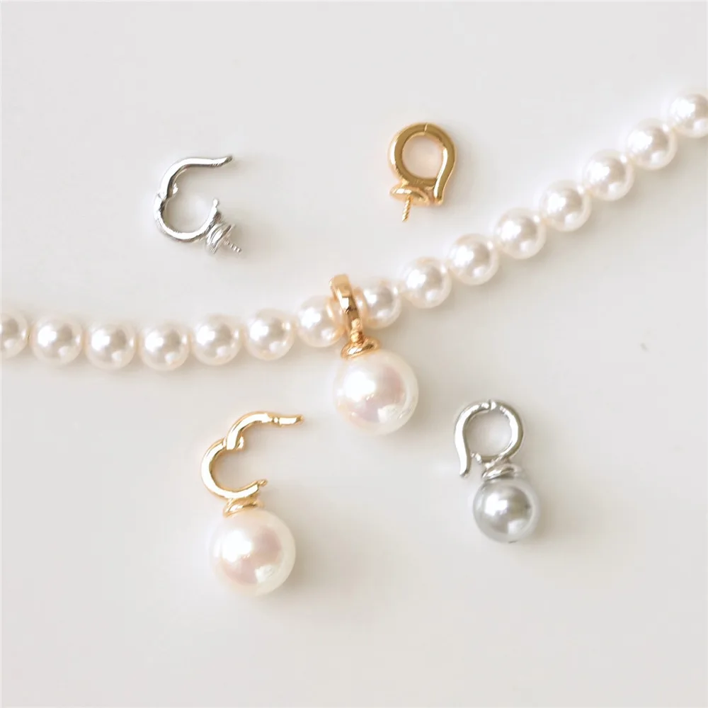 

Copper-plated Gold Giant Easy To Use Two-color Removable Pearl Pendant Buckle DIY Necklace Bracelet Handmade Charm Accessories