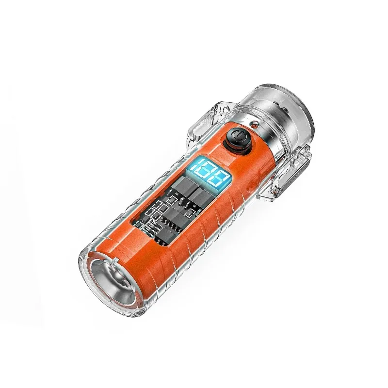 3 Gear Adjustable Dual Arc Mini Flashlight, Portable Rechargeable Torch with Power Display Protective for Outdoor Camping Use