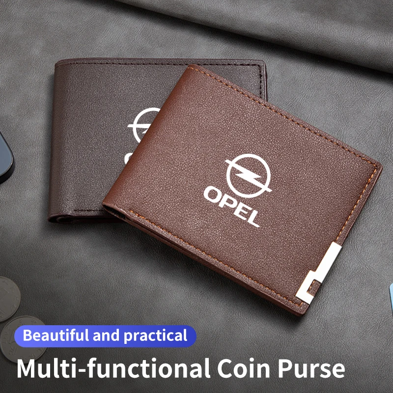 New Fashion Business Wallet Leather Car Logo Card Holder Men Coin Purse For Opel Zafira Meriva Mokka Grandland Antara Ampera