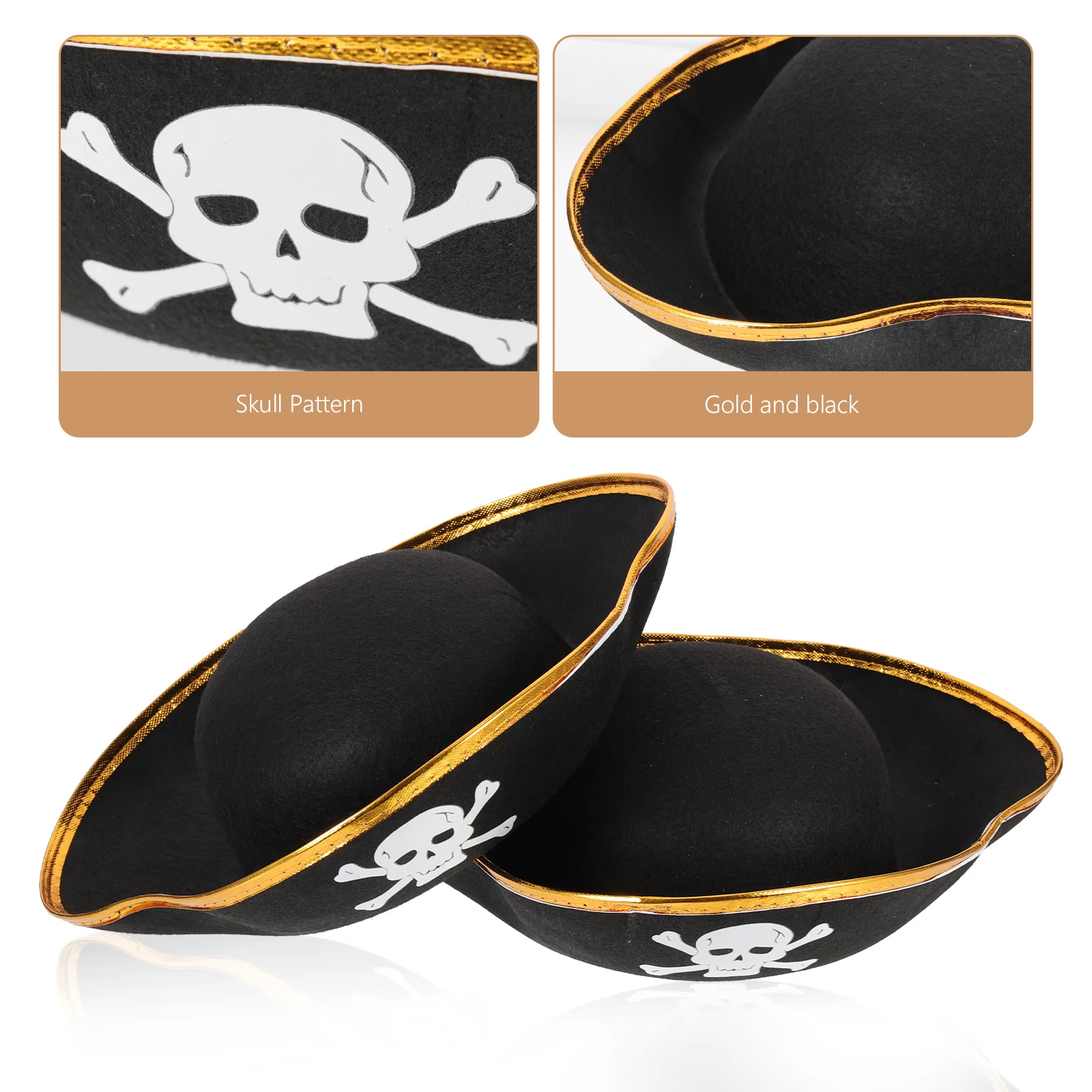 4 Pcs Pirate Eye Patch Captain Hat Hats and Patches Printing Child Costume Boys Party