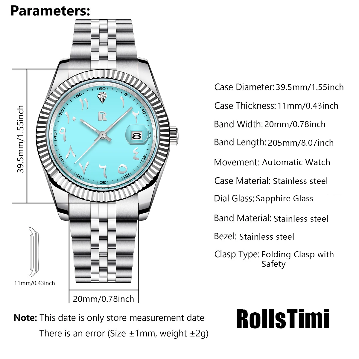 RollsTimi 2024 New Men\'s Watches Luxury Men Mechanical Wristwatch Automatic Watch For Men Stainless Steel Sapphire Mirror Clock